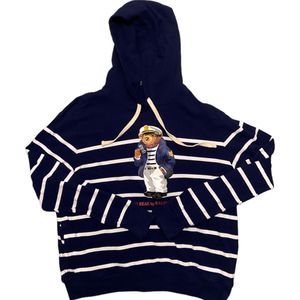 Polo Ralph Lauren Striped Polo Bear "Captain Naval Sailor" Graphic Hoodie